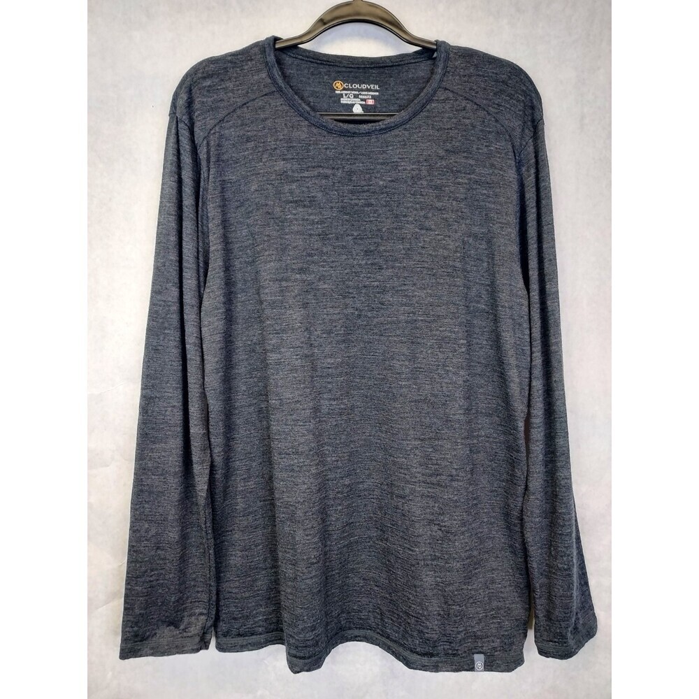 Cloudveil Base Layer Men L Grey 100% Merino Wool Long Sleeve Shirt Gorpcore Flaw